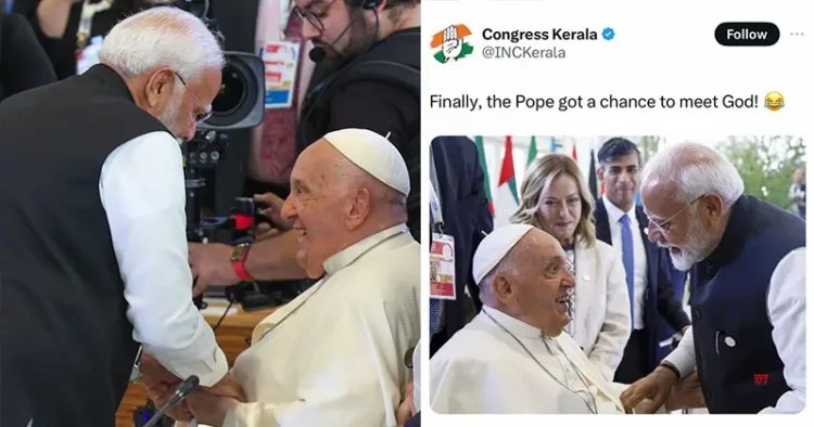 Derogatory post by the Congress party about Pope meeting PM Narendra Modi