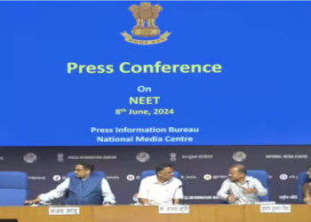 NTA Director General Subodh Kumar Singhaddresses a press conference regarding the controversy surrounding the NEET 2024 result