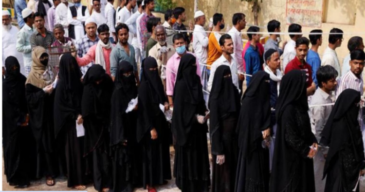 Muslim Voters standing in a queue