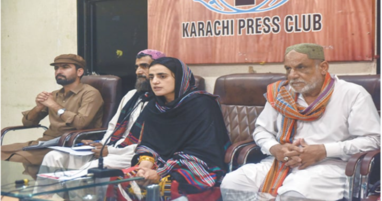 Human Rights Activist Mahrang Baloch addressing a press conference