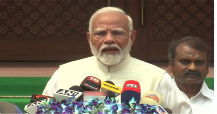 PM Narendra Modi addressing the media