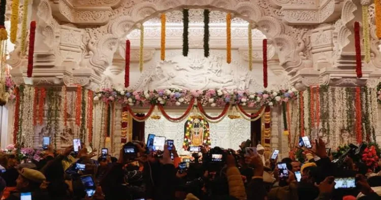Devotees inside Ayodhya Ram Mandir