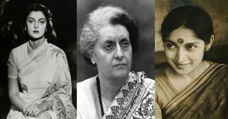 Maharani Gayatri Devi (Left), Indira Gandhi (Center), Snehalata Reddy (Right)