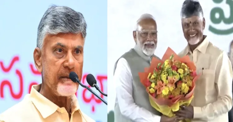 Telugu Desam Party (TDP) Chief N Chandrababu Naidu took oath as Chief Minister of Andhra Pradesh, PM Modi attends the ceremony