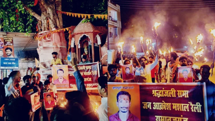 Volunteers of Bajrang Dal during the torch procession