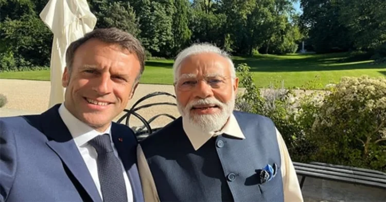 French President Emmanuel Macron (Left) and Prime Minister Narendra Modi (Right)