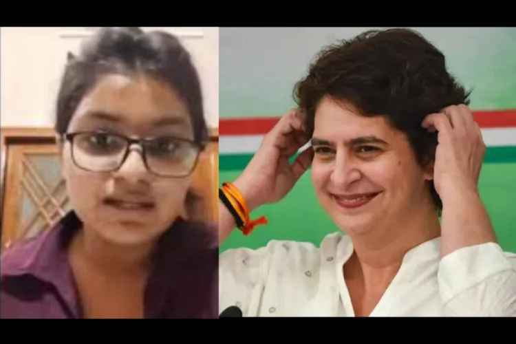 The NEET aspirant Ayushi Patel and Priyanka Gandhi Vadra (Image Source: X and Asianet Hindi)