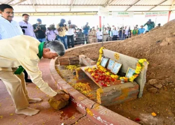 Andhra CM Chandra Babu Naidu at the Foundation laying ceremony