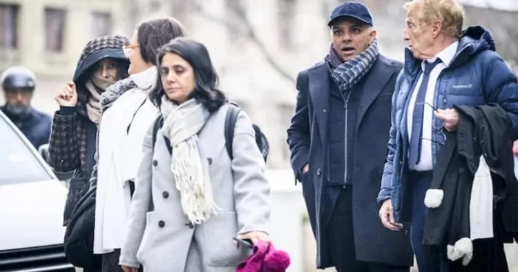 Namrata Hinduja (L) and Ajay Hinduja arrive at the Geneva courthouse (Source: India Today)