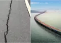 Cracks in the Mumbai-Trans Harbour Link service road (Left)