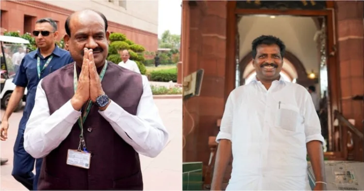 BJP MP Om Birla (left) and Congress MP K Suresh (Right)