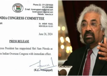 Chairman of the Indian Overseas Congress Sam Pitroda (Right)