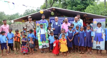 Image for representational purpose only: Children along with the officials before reopening of the school in Bastar division of Chhattisgarh