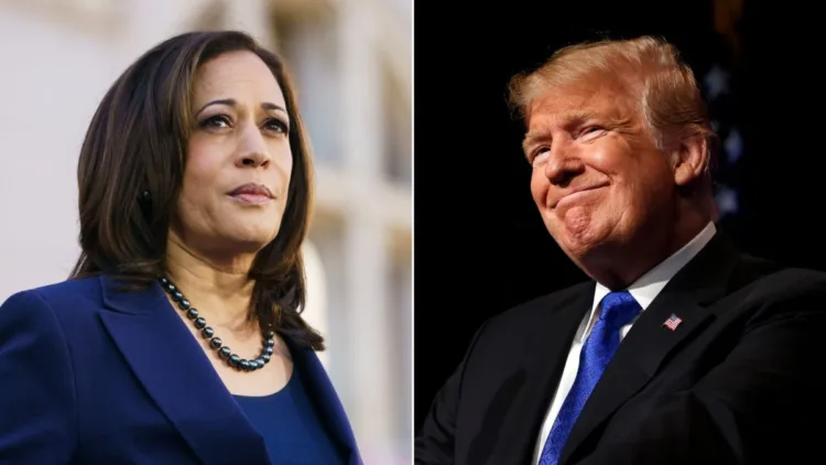 Left: US Vice President Kamala Harris, Right: Republican Donald Trump