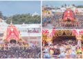 Chariots of Bhagwan Jagannath, Balabhadra, and Devi Subhadra arrive at Shri Gundicha Temple