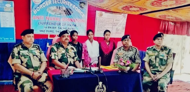 Female cadres along with the officials during surrender, Image Source BSF Chhattisgarh