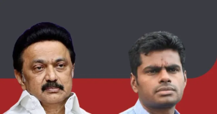 (Left) Tamil Nadu CM MK Stalin (Right) Tamil Nadu BJP State Chief K Annamalai