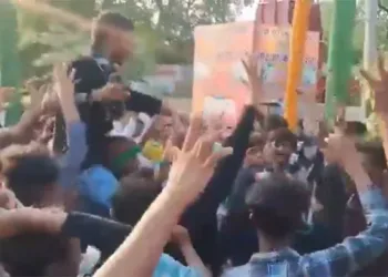 Screengrab from the viral video of the Muharram procession