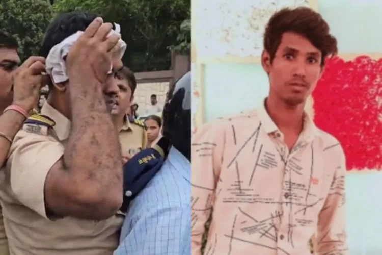 Arvind Vaishya (R) and the police officer who was attacked in stone pelting during funeral procession (L) (Image Source: X)