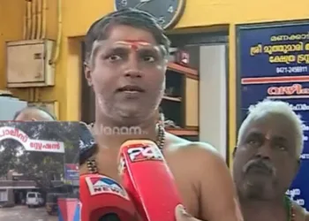 Arun Potti who is the chief pujari of Manacaud Muthumari Amman temple