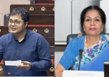 (Left) TMC Leader Saket Gokhley (Right) Lakshmi Murdeshwar Puri, a former assistant secretary general of the UN