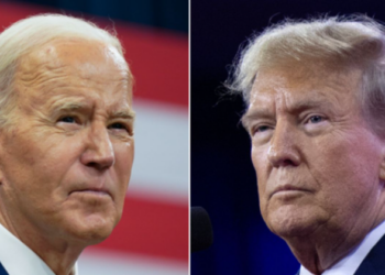 (Left) US President Joe Biden (Right) Donald Trump