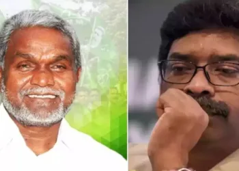 (Left) Former Jharkhand CM Champai Soren (Right) Incumbent CM Hemant Soren