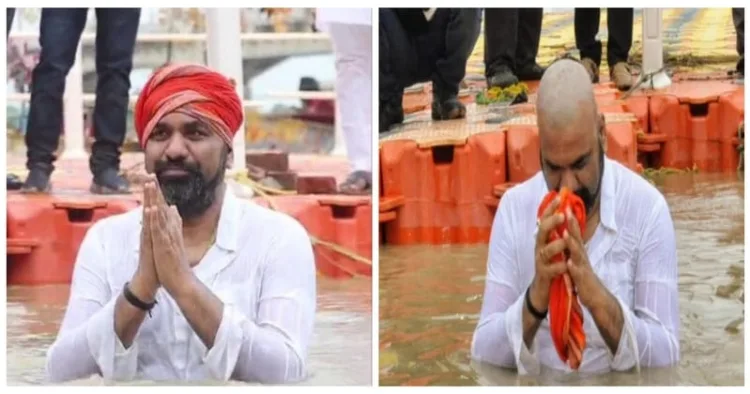 Bihar's Deputy Chief Minister Samrat Chaudhary taking a dip in the Saryu