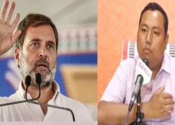 (Left) Rahul Gandhi (Right) Public Health Engineering (PHE) Minister Leisanghthem Susindro