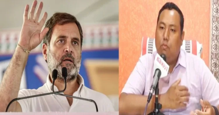 (Left) Rahul Gandhi (Right) Public Health Engineering (PHE) Minister Leisanghthem Susindro