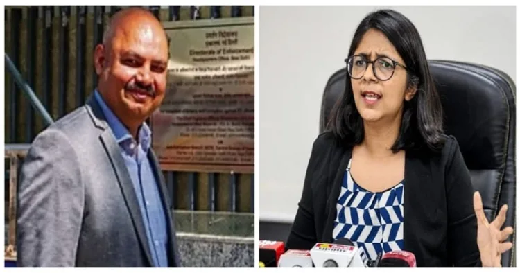 Arvind Kejriwal's aide Bibhav Kumar (Left) and AAP Rajya Sabha MP Swati Maliwal (Right)