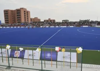 Hockey turf at Rajgir sports complex, Image courtesy ETV Bharat