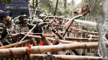 A screengrab of the protest rally, courtesy X handle of Babu Lal Marandi