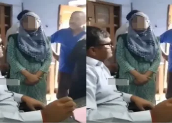 Students who entered school wearing Hijab against standard dressing prescribed in school (Image Source: OpIndia Hindi)