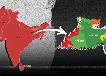 Representational Image featuring map of Bharat along proposed map of greater Bangladesh