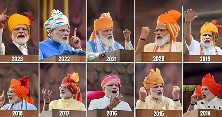 Iconic pagadis worn by PM Narendra Modi while delivering Independence Day speech from 2014-2023