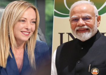 (Left) Italian PM Giorgia Meloni (Right) PM Narendra Modi