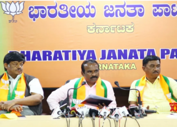 Karnataka BJP Legislative Council member N. Ravikumar addressing a press conference