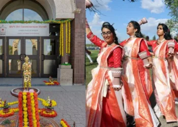 A parade through Brandon celebrated the inauguration of the first Hindu temple in the city.