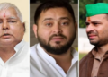 (Left to Right) Lalu Prasad Yadav, Tejashwi Yadav (M) & Tej Pratap Yadav (R) | File Pics