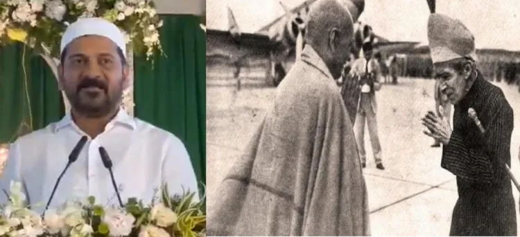 Left: Telangana CM Revant Reddy , Right:: Sardar Patel with last Nizam