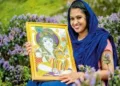 Jasna Salim with her painting of little Sri Krishna