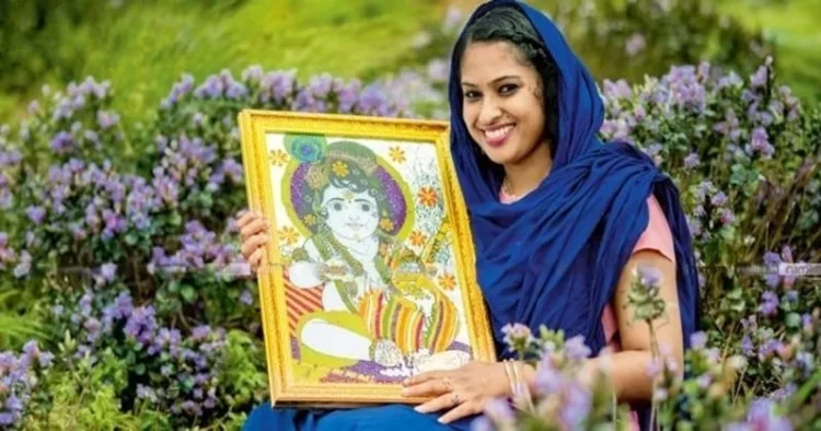 Jasna Salim with her painting of little Sri Krishna