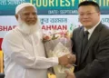 Amir of Bangladesh Jamaat-e-Islami Dr Shafiqur Rahman (Left) and Chinese Ambassador to Dhaka Yao Wen (Right)