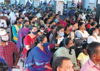 Munambam residents who are affected by the Waqf claims attend a meeting held to discuss the issue