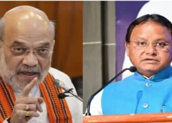 (Left) Union Home Minister Amit Shah (Right) Odisha CM Mohan Charan Majhi