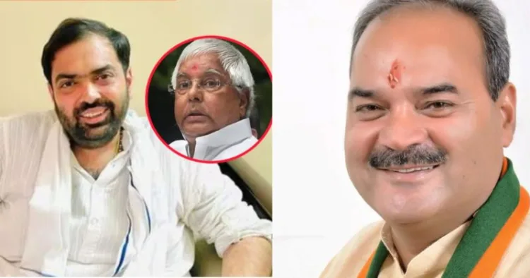 (Left) Lalu Yadav's son-in-law Chiranjeev Rao (Right) BJP's Laxman Singh Yadav