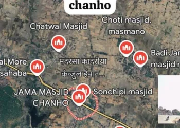 Google map shows the mosques that have come in Chanho along the highway