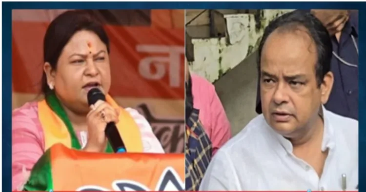 (Left) BJP Leader Sita Soren (Right) Jharkhand Minister Irfan Ansari