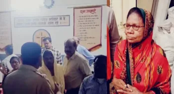 Place used for religious gathering-left, Shyam Bai Yadav- right